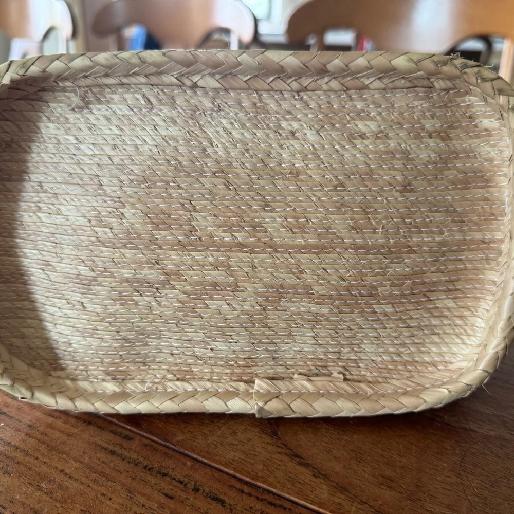 Straw Tote Beach Bag with Circle Handle